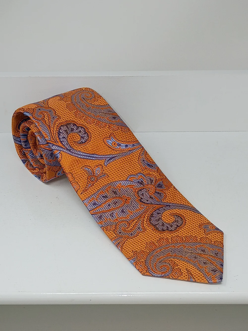 Cremieux Orange Paisley Men's Tie - Classic Silk Look